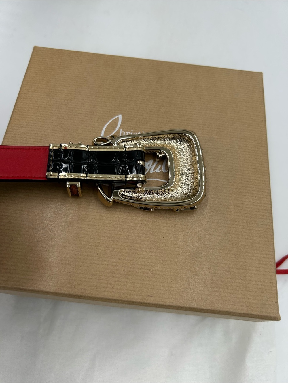 Women's Christian Louboutin GIDDY logo buckle belt size 80 cm/30 inches - Picture 4 of 9